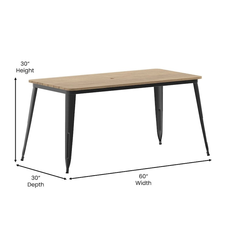 30x60 Commercial Poly Resin Restaurant Table with Umbrella Hole - 30W x 60D x 30H