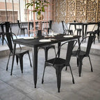 30x60 Commercial Poly Resin Restaurant Table with Umbrella Hole - 30W x 60D x 30H