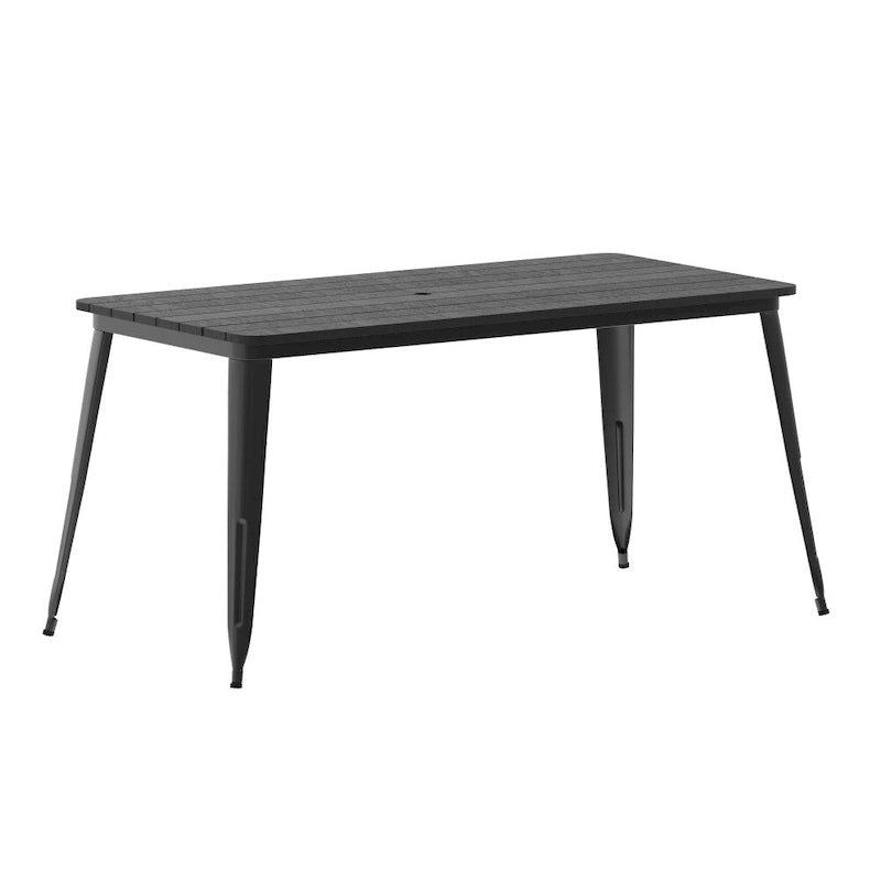 30x60 Commercial Poly Resin Restaurant Table with Umbrella Hole - 30W x 60D x 30H
