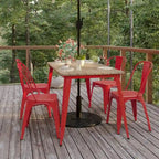 30x60 Commercial Poly Resin Restaurant Table with Umbrella Hole - 30W x 60D x 30H