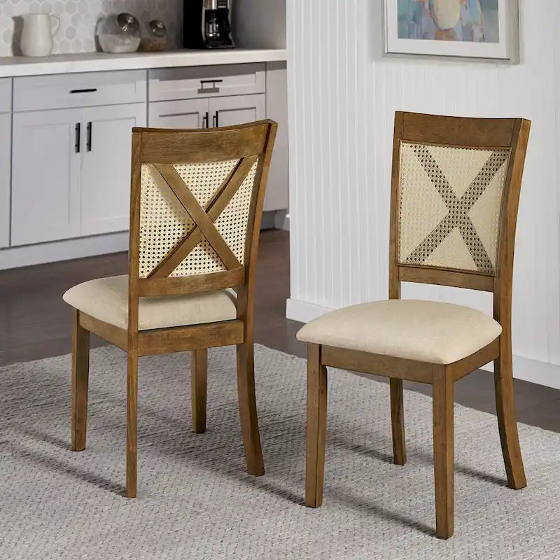 Chaise de salle à manger Plaga X-Back Cane Accent (lot de 2) par iNSPIRE Q Classic - Chaise de salle à manger