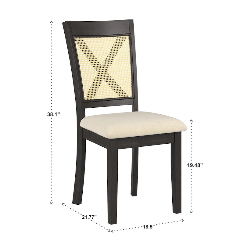 Chaise de salle à manger Plaga X-Back Cane Accent (lot de 2) par iNSPIRE Q Classic - Chaise de salle à manger