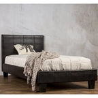 Lit plateforme Gols contemporain en similicuir marron par