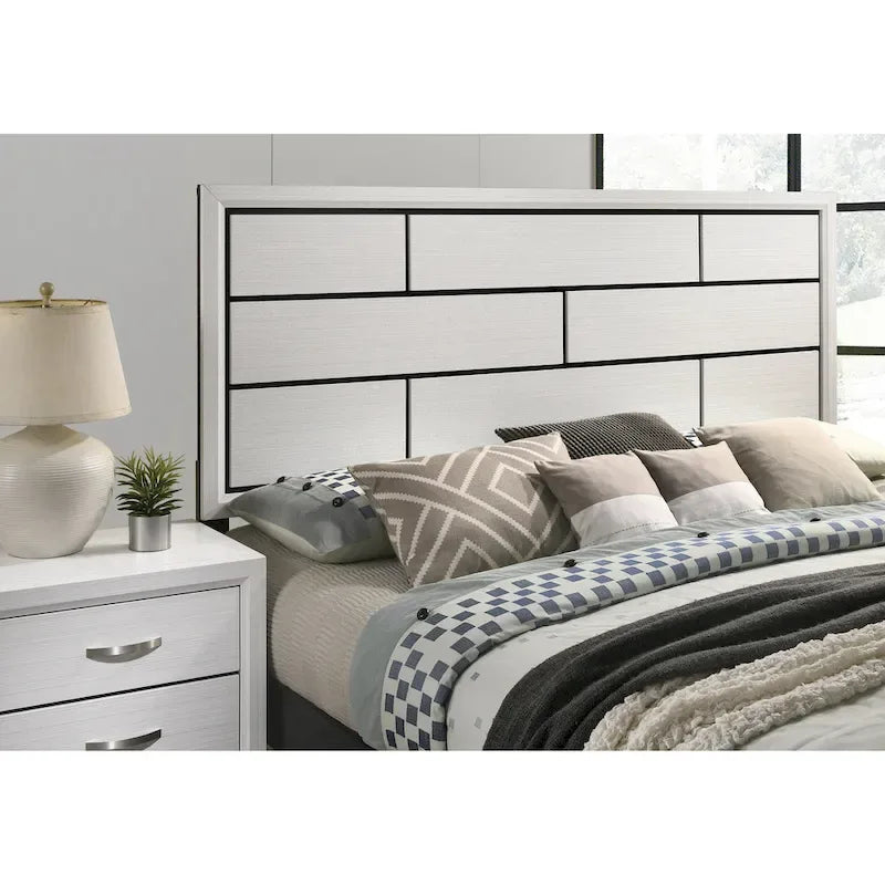Ensemble de chambre à coucher 5 pièces Roundhill Furniture Stout contemporain à panneaux blancs