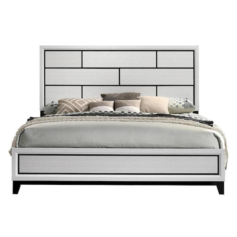 Ensemble de chambre à coucher 5 pièces Roundhill Furniture Stout contemporain à panneaux blancs