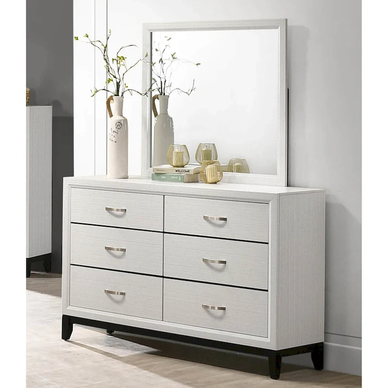 Ensemble de chambre à coucher 5 pièces Roundhill Furniture Stout contemporain à panneaux blancs
