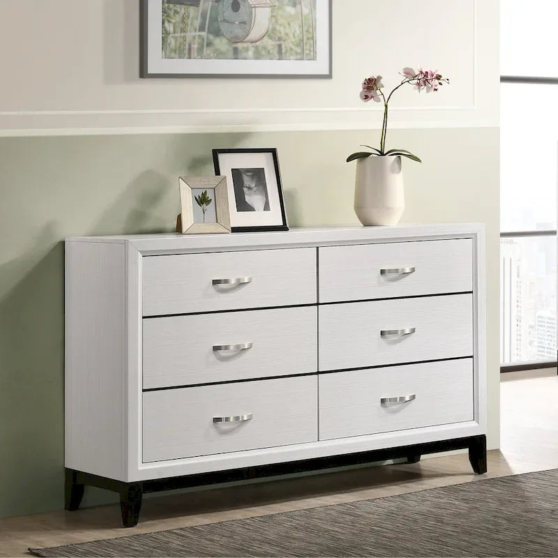 Ensemble de chambre à coucher 5 pièces Roundhill Furniture Stout contemporain à panneaux blancs