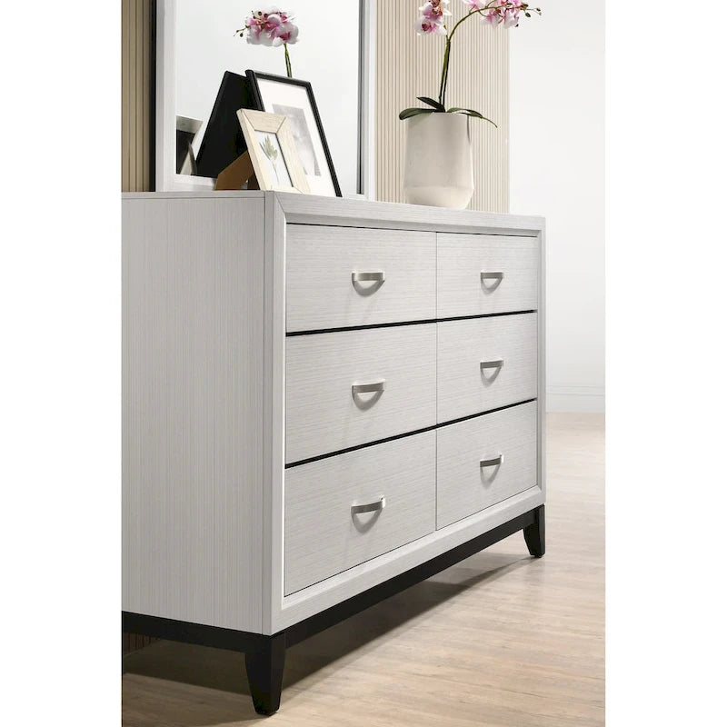 Ensemble de chambre à coucher 5 pièces Roundhill Furniture Stout contemporain à panneaux blancs