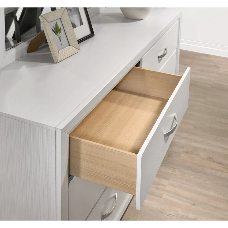 Ensemble de chambre à coucher 5 pièces Roundhill Furniture Stout contemporain à panneaux blancs