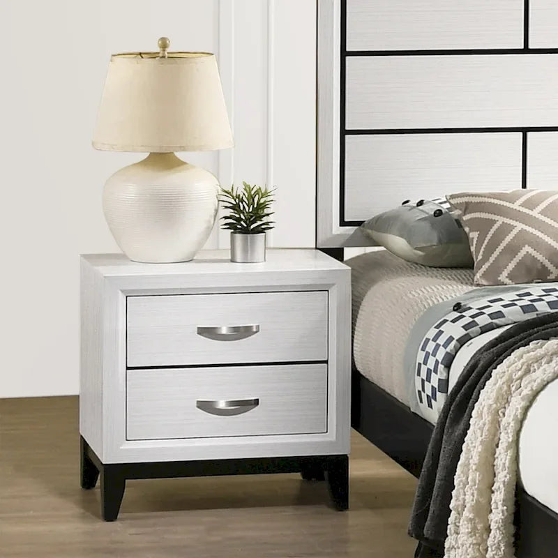 Ensemble de chambre à coucher 5 pièces Roundhill Furniture Stout contemporain à panneaux blancs