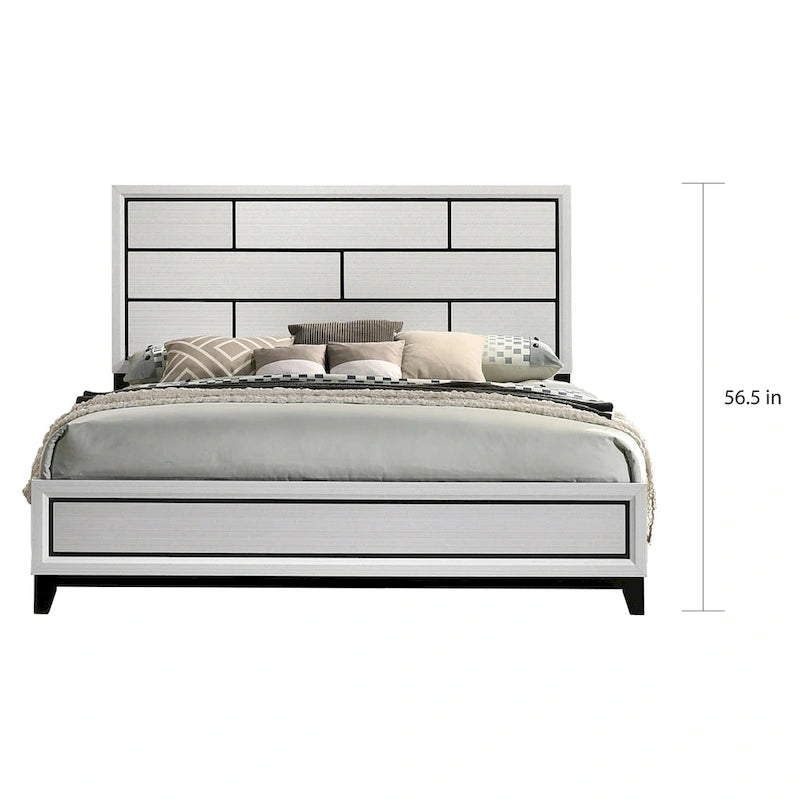 Ensemble de chambre à coucher 5 pièces Roundhill Furniture Stout contemporain à panneaux blancs