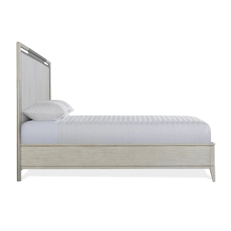 Ensemble de chambre à coucher Roundhill Furniture Mantalia en bois massif, lit à panneau, commode, miroir, 2 tables de chevet et banc, couleur champagne
