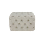 Pouf capitonné en tissu de lin - Beige - Décor Roche River