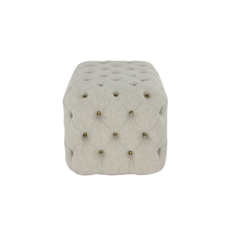 Pouf capitonné en tissu de lin - Beige - Décor Roche River