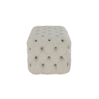 Pouf capitonné en tissu de lin - Beige - Décor Roche River