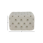 Pouf capitonné en tissu de lin - Beige - Décor Roche River
