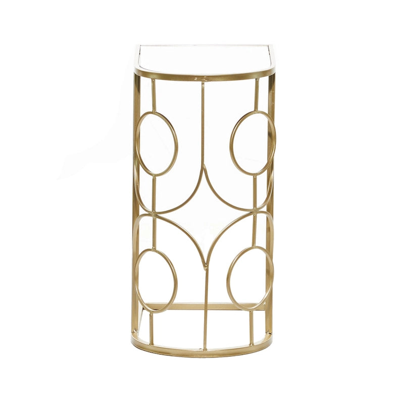 Table d'appoint géométrique en métal avec plateau en verre miroir - Or - Roche River Decor - 19L x 12P x 24H