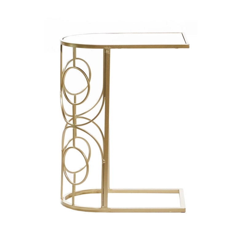 Table d'appoint géométrique en métal avec plateau en verre miroir - Or - Roche River Decor - 19L x 12P x 24H