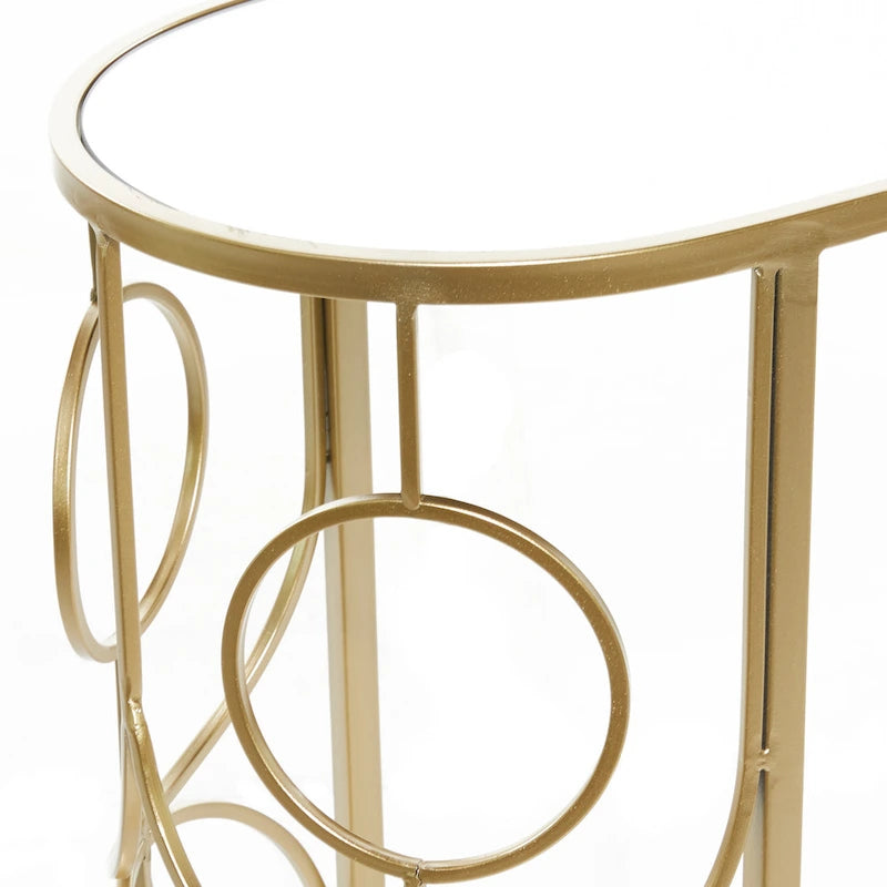 Table d'appoint géométrique en métal avec plateau en verre miroir - Or - Roche River Decor - 19L x 12P x 24H