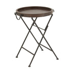 Table d'appoint en métal avec plateau en bois marron - Noir - Décor Roche River - 20L x 20P x 28H