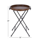 Table d'appoint en métal avec plateau en bois marron - Noir - Décor Roche River - 20L x 20P x 28H