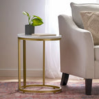 Table d'appoint en forme de C en fer et faux bois Ingelsol par Christopher Knight Home