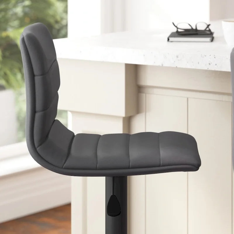 Tabouret de bar pivotant à hauteur réglable avec repose-pieds et surpiqûres modernes
