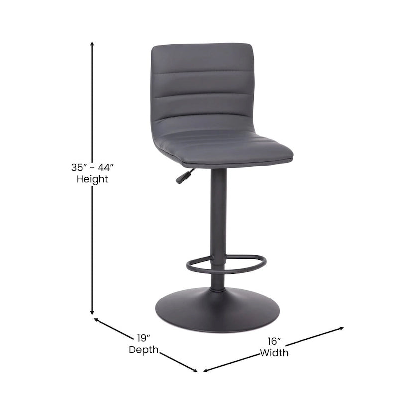 Tabouret de bar pivotant à hauteur réglable avec repose-pieds et surpiqûres modernes