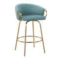Silver Orchid Battista 26 Fixed-Height Gold Counter Stool with Round Gold Footrest (Set of 2)