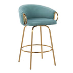 Silver Orchid Battista 26 Fixed-Height Gold Counter Stool with Round Gold Footrest (Set of 2)