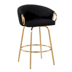 Silver Orchid Battista 26 Fixed-Height Gold Counter Stool with Round Gold Footrest (Set of 2)