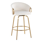 Silver Orchid Battista 26 Fixed-Height Gold Counter Stool with Round Gold Footrest (Set of 2)