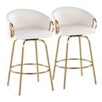 Silver Orchid Battista 26 Fixed-Height Gold Counter Stool with Round Gold Footrest (Set of 2)