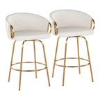 Silver Orchid Battista 26 Fixed-Height Gold Counter Stool with Round Gold Footrest (Set of 2)