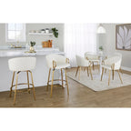 Silver Orchid Battista 26 Fixed-Height Gold Counter Stool with Round Gold Footrest (Set of 2)