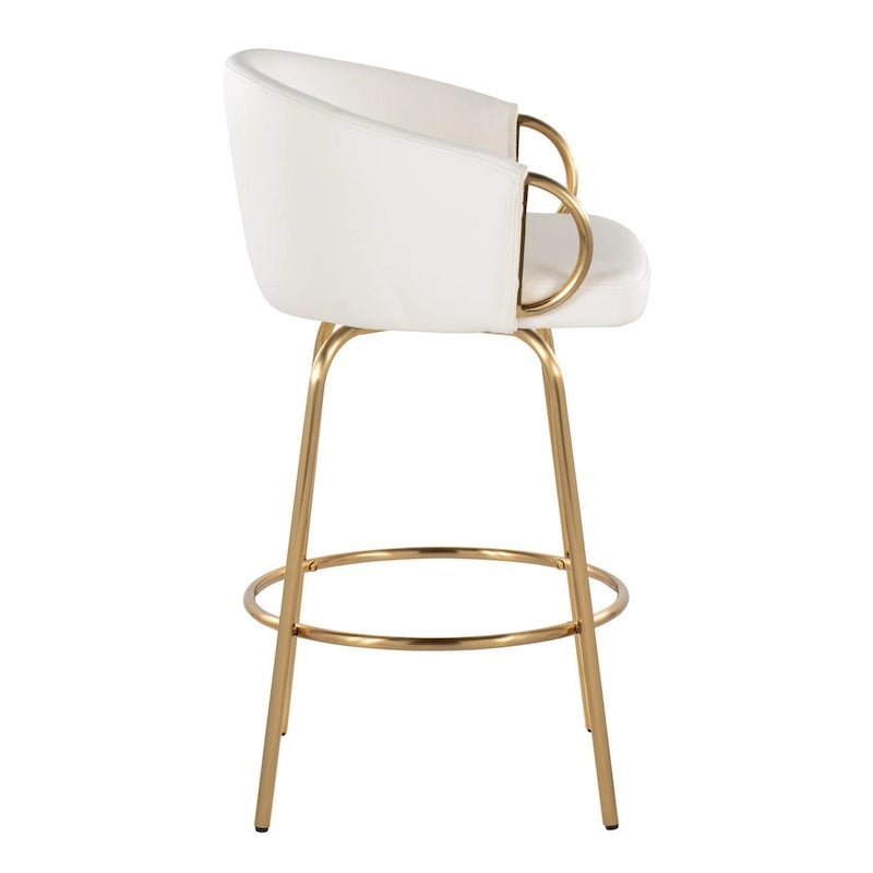 Silver Orchid Battista 26 Fixed-Height Gold Counter Stool with Round Gold Footrest (Set of 2)