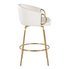Silver Orchid Battista 26 Fixed-Height Gold Counter Stool with Round Gold Footrest (Set of 2)