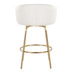 Silver Orchid Battista 26 Fixed-Height Gold Counter Stool with Round Gold Footrest (Set of 2)
