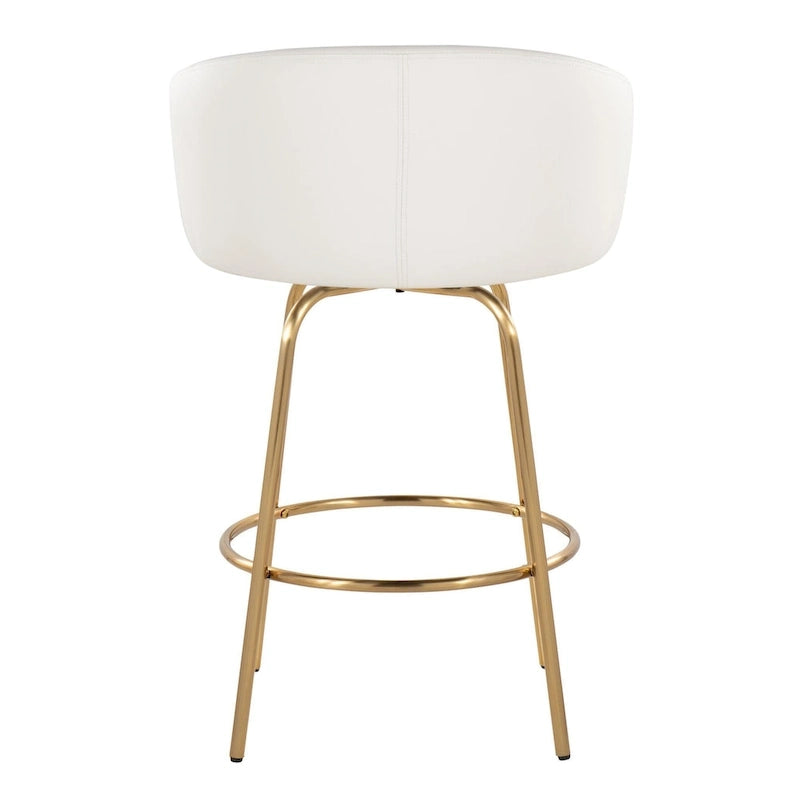 Silver Orchid Battista 26 Fixed-Height Gold Counter Stool with Round Gold Footrest (Set of 2)