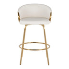 Silver Orchid Battista 26 Fixed-Height Gold Counter Stool with Round Gold Footrest (Set of 2)