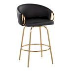Silver Orchid Battista 26 Fixed-Height Gold Counter Stool with Round Gold Footrest (Set of 2)
