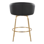 Silver Orchid Battista 26 Fixed-Height Gold Counter Stool with Round Gold Footrest (Set of 2)