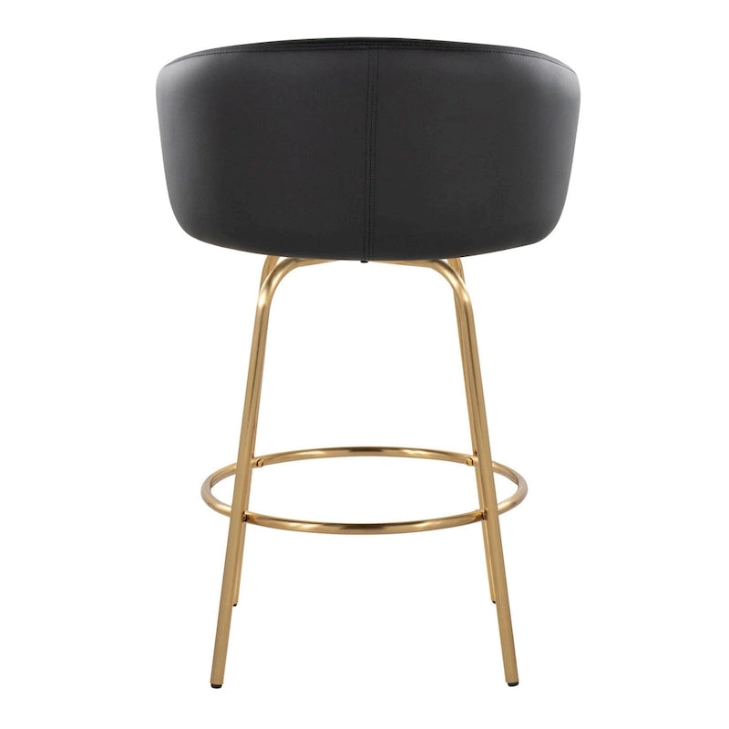 Silver Orchid Battista 26 Fixed-Height Gold Counter Stool with Round Gold Footrest (Set of 2)