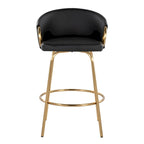 Silver Orchid Battista 26 Fixed-Height Gold Counter Stool with Round Gold Footrest (Set of 2)