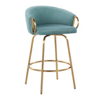 Silver Orchid Battista 26 Fixed-Height Gold Counter Stool with Round Gold Footrest (Set of 2)