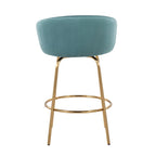 Silver Orchid Battista 26 Fixed-Height Gold Counter Stool with Round Gold Footrest (Set of 2)