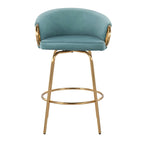 Silver Orchid Battista 26 Fixed-Height Gold Counter Stool with Round Gold Footrest (Set of 2)