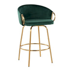 Silver Orchid Battista 26 Fixed-Height Gold Counter Stool with Round Gold Footrest (Set of 2)