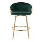 Silver Orchid Battista 26 Fixed-Height Gold Counter Stool with Round Gold Footrest (Set of 2)