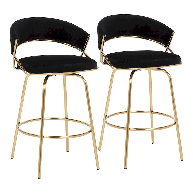 Silver Orchid Tatyana 26 Tabouret de comptoir rembourré avec pieds en métal (Lot de 2)